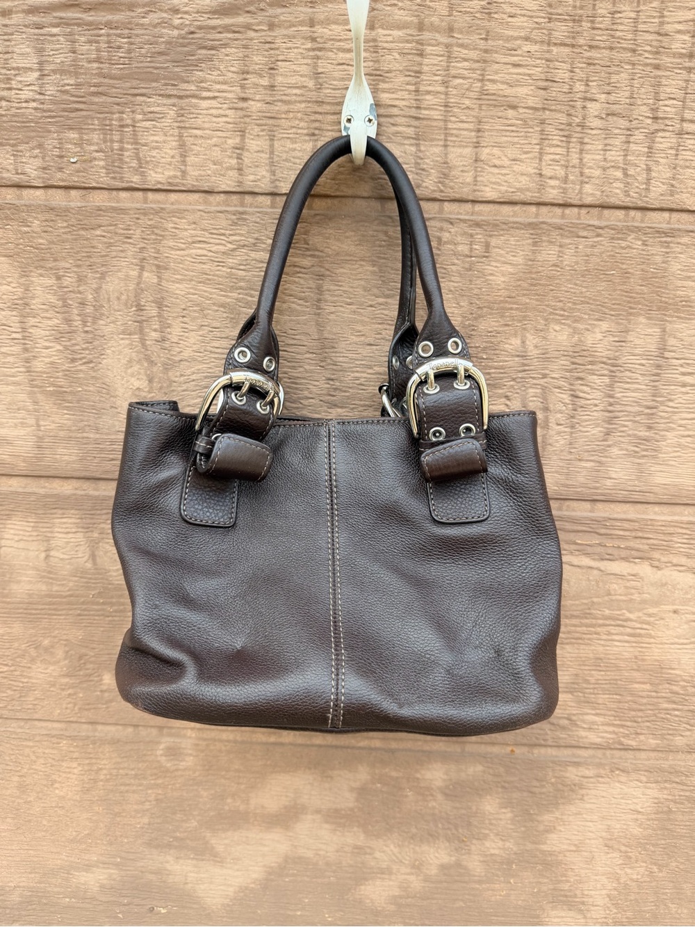 Tignanello mini Dark Brown Leather Tote Handbag